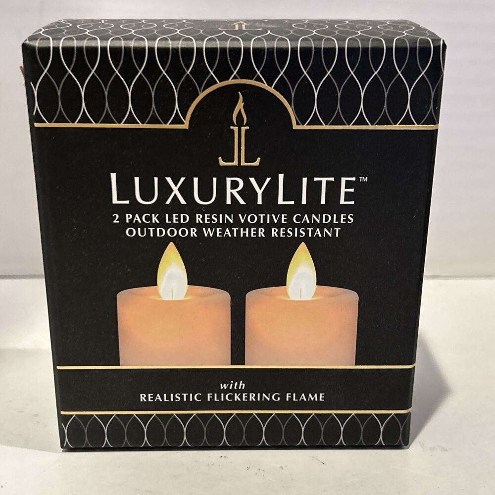 Ganz Weather -Resistant, ivory 2”h Resin LED Votive Candles set of 2- NIB